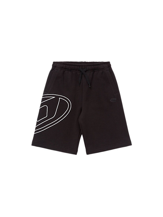 Diesel Kids: Logo cotton sweat shorts - ブラック - kids-boys_0 | Luisa Via Roma