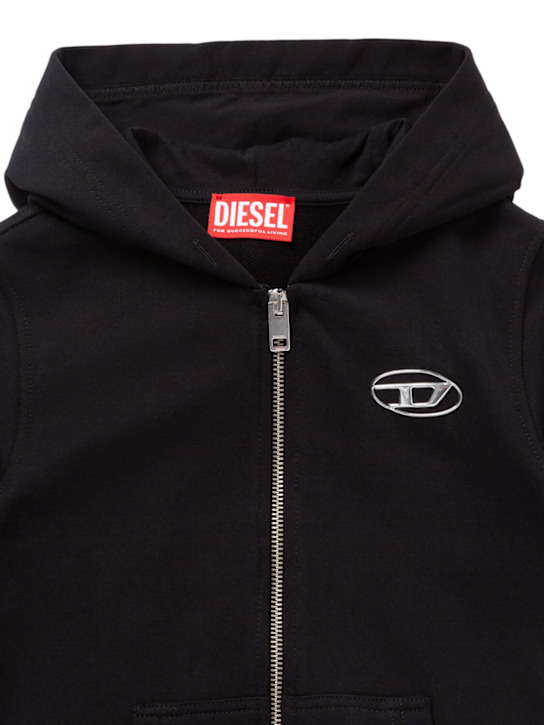 Diesel Kids: Zip-up cotton sweatshirt hoodie w/logo - kids-girls_1 | Luisa Via Roma