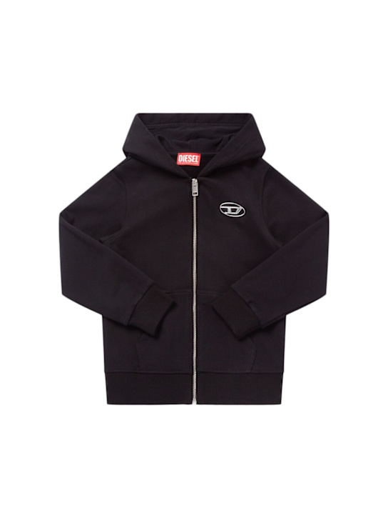 Diesel Kids: Zip-up cotton sweatshirt hoodie w/logo - kids-girls_0 | Luisa Via Roma