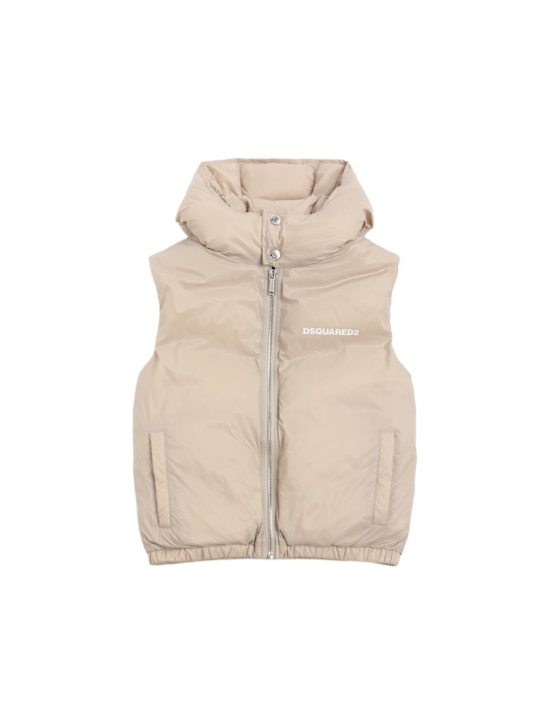 Dsquared2: Printed nylon puffer vest - ベージュ - kids-girls_0 | Luisa Via Roma
