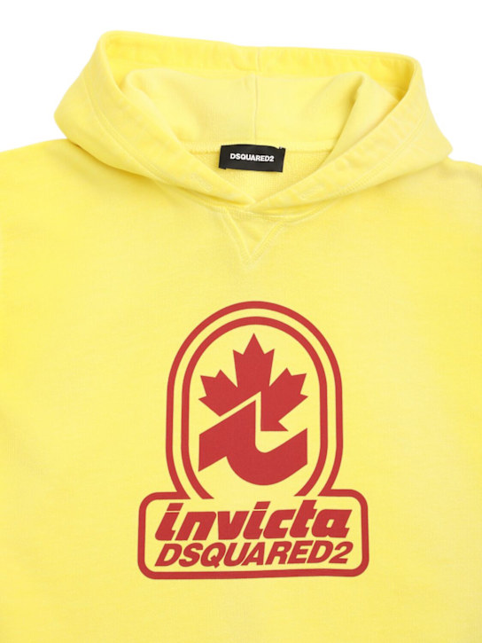 Dsquared2: Printed cotton hooded sweatshirt - Yellow - kids-boys_1 | Luisa Via Roma