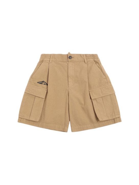 Dsquared2: Shorts cargo de algodón - Beige - kids-boys_0 | Luisa Via Roma