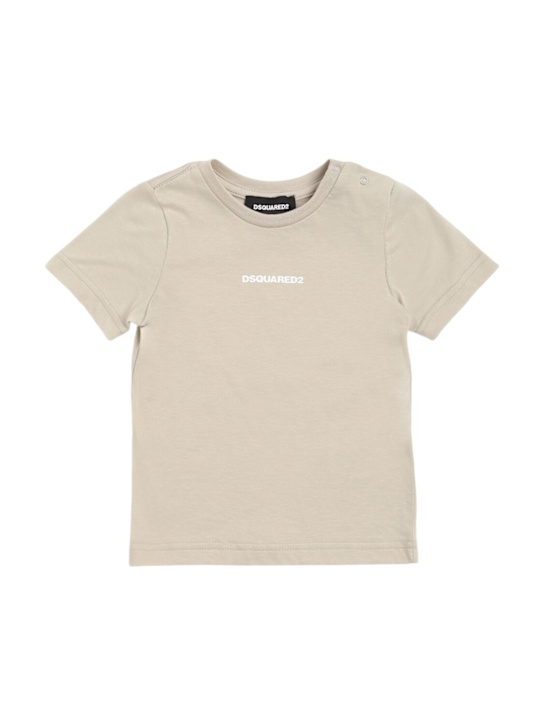 Dsquared2: Bedrucktes T-Shirt aus Baumwolljersey - Beige - kids-boys_0 | Luisa Via Roma