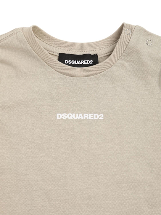 Dsquared2: Bedrucktes T-Shirt aus Baumwolljersey - Beige - kids-boys_1 | Luisa Via Roma