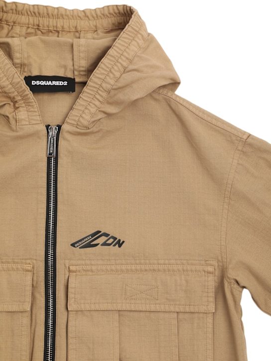 Dsquared2: Cotton gabardine jacket - Beige - kids-boys_1 | Luisa Via Roma