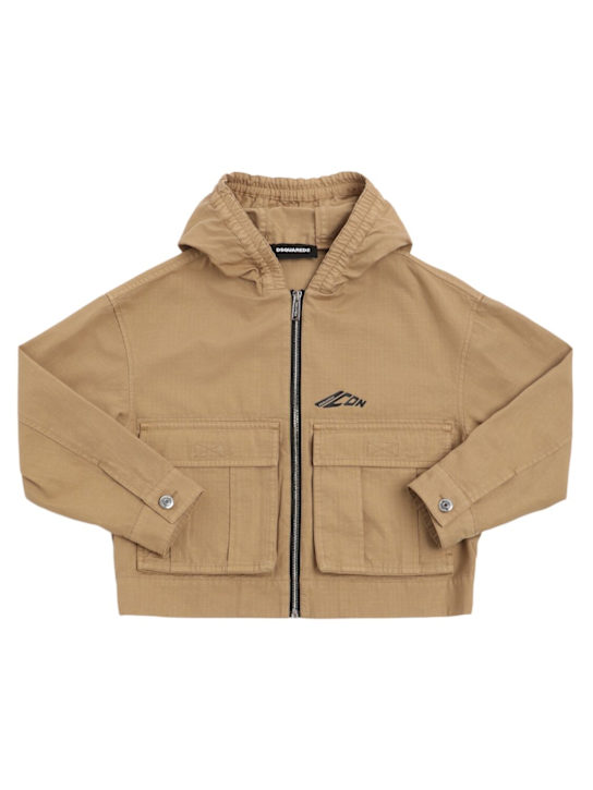 Dsquared2: Cotton gabardine jacket - Beige - kids-boys_0 | Luisa Via Roma