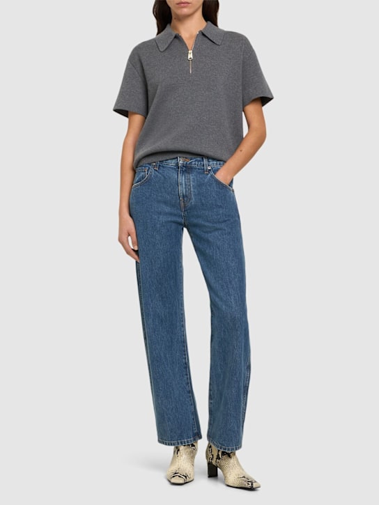 Khaite: Kerrie mid rise straight jeans - Blue - women_1 | Luisa Via Roma