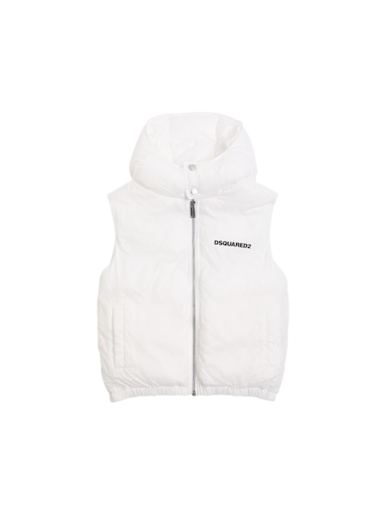 Dsquared2: Printed nylon puffer vest - White - kids-boys_0 | Luisa Via Roma