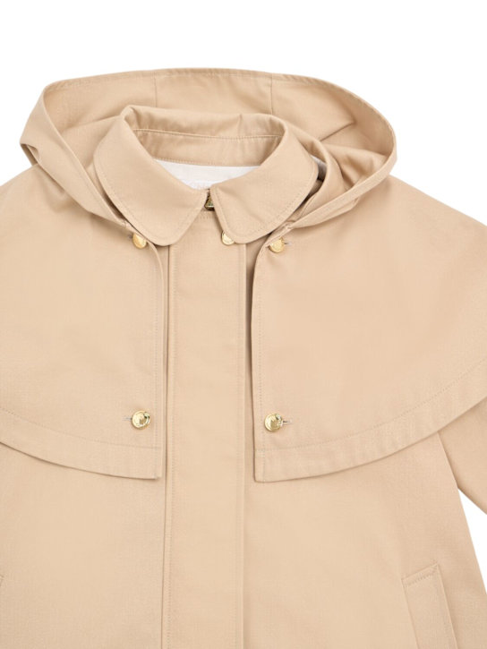 Chloé: Cotton gabardine trench coat w/ hood - Beige - kids-girls_1 | Luisa Via Roma