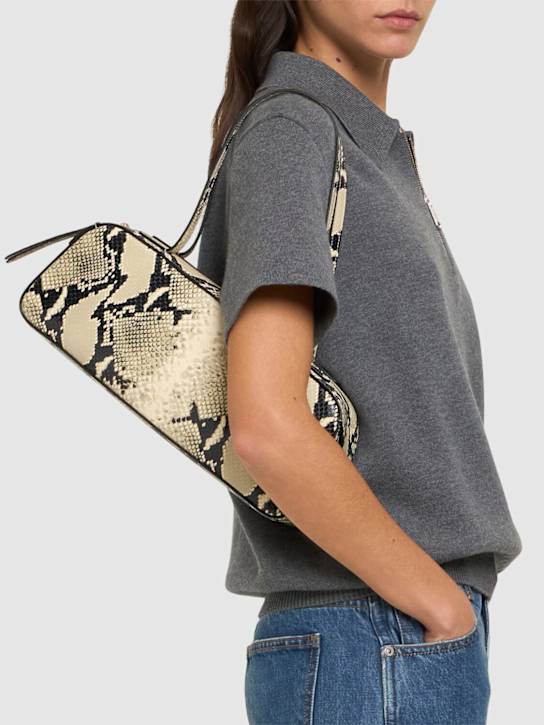 Khaite: Schultertasche aus geprägtem Leder „Simona“ - Natural - women_1 | Luisa Via Roma