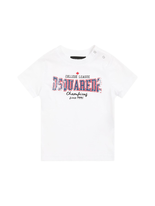 Dsquared2: Printed cotton jersey t-shirt - White - kids-boys_0 | Luisa Via Roma