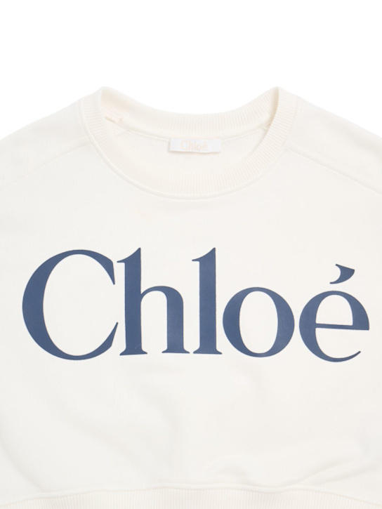 Chloé: コットンクロップドスウェットシャツ - ホワイト - kids-girls_1 | Luisa Via Roma