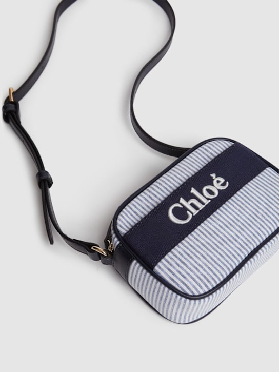 Chloé: Striped cotton blend shoulder bag - Blue - kids-girls_1 | Luisa Via Roma