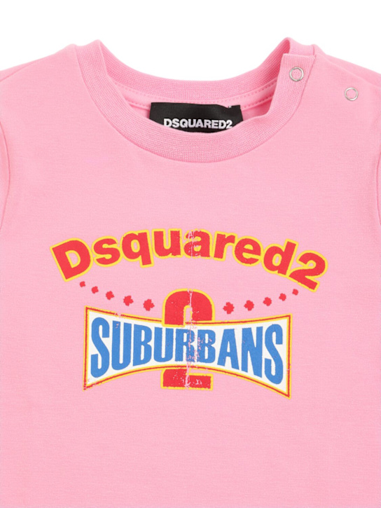 Dsquared2: T-shirt e shorts in cotone stretch con logo - kids-girls_1 | Luisa Via Roma