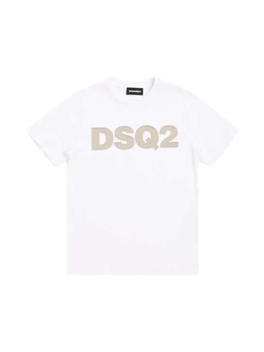 Dsquared2: Logo cotton jersey t-shirt - White - kids-boys_0 | Luisa Via Roma