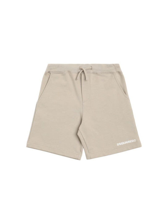 Dsquared2: Printed cotton sweat shorts - Beige - kids-boys_0 | Luisa Via Roma