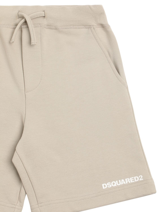 Dsquared2: Printed cotton sweat shorts - Beige - kids-boys_1 | Luisa Via Roma