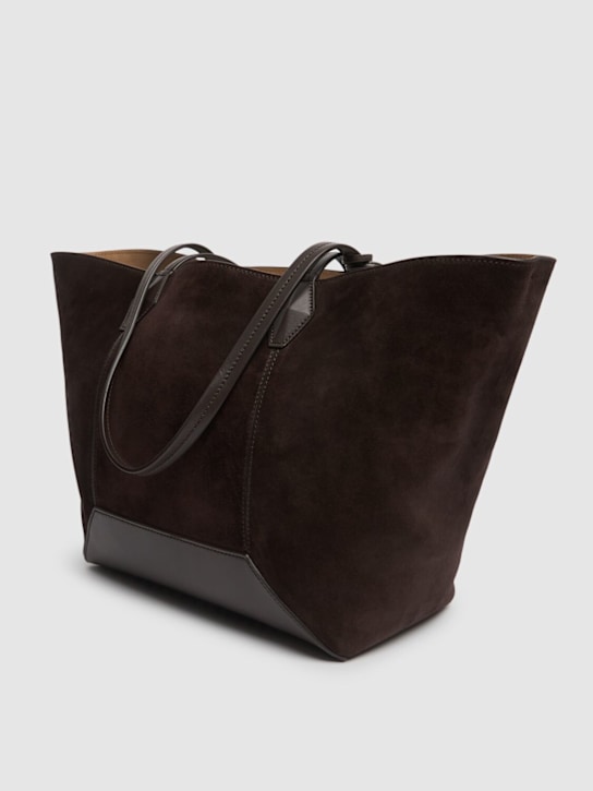 Jimmy Choo: Medium Diamond suede tote bag - Coffee/Gold - women_5 | Luisa Via Roma