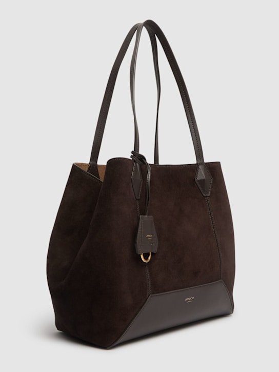 Jimmy Choo: Medium Diamond suede tote bag - Coffee/Gold - women_3 | Luisa Via Roma