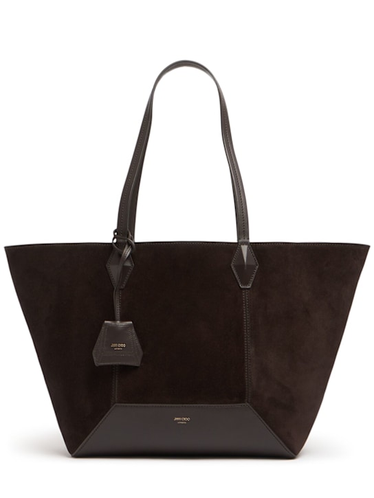 Jimmy Choo: Medium Diamond suede tote bag - Coffee/Gold - women_0 | Luisa Via Roma