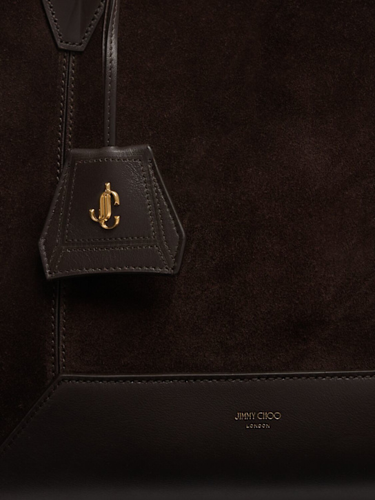 Jimmy Choo: Medium Diamond suede tote bag - Coffee/Gold - women_4 | Luisa Via Roma