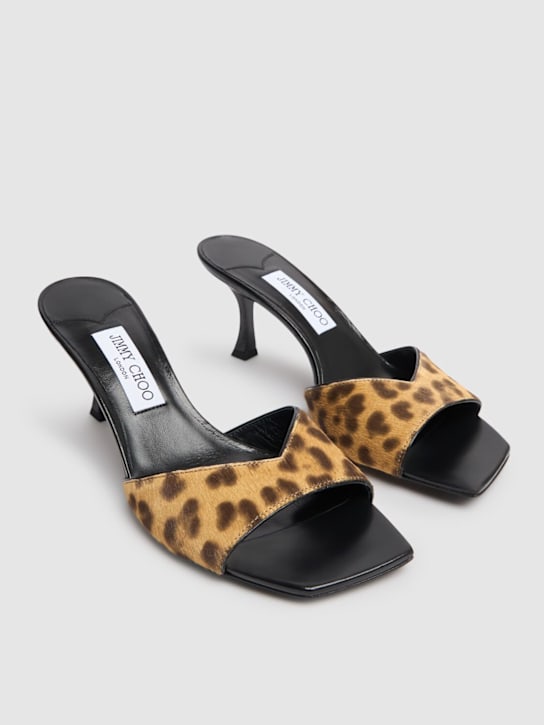 Jimmy Choo: 70mm Skye pony skin mules - Orange/Brown - women_2 | Luisa Via Roma