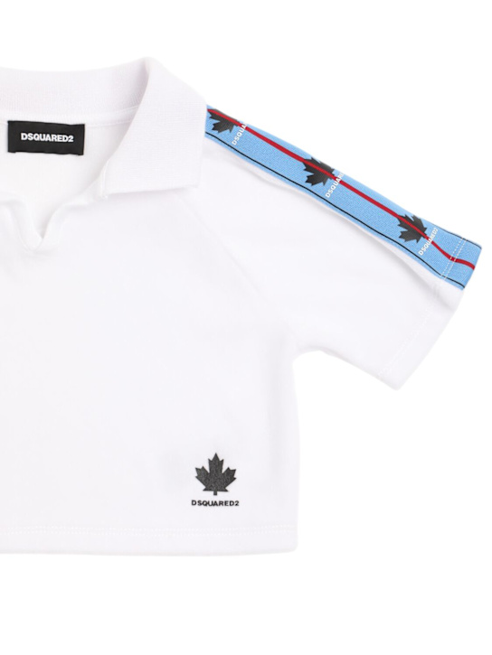 Dsquared2: Polo cropped in misto cotone - Bianco - kids-girls_1 | Luisa Via Roma