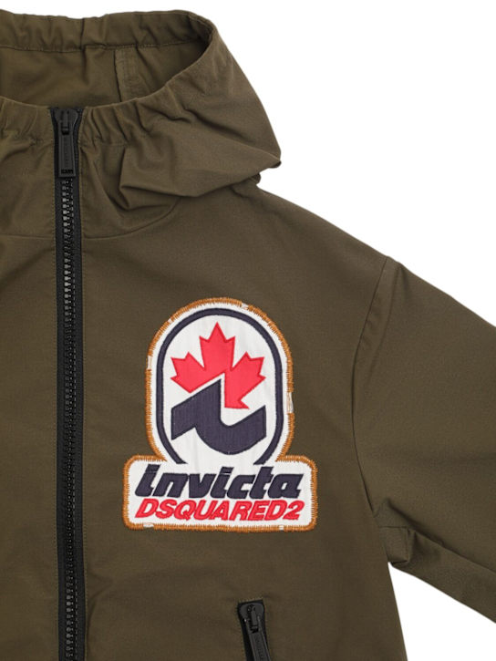 Dsquared2: Giacca in nylon / cappuccio e logo - Khaki - kids-boys_1 | Luisa Via Roma