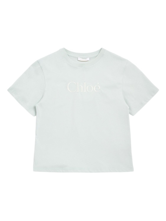 Chloé: Besticktes T-Shirt aus Baumwolljersey - kids-girls_0 | Luisa Via Roma