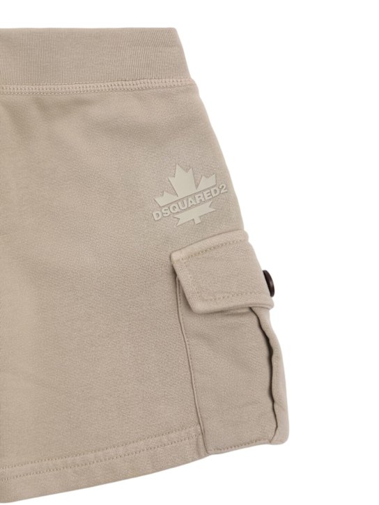 Dsquared2: Cotton cargo sweat shorts - Beige - kids-boys_1 | Luisa Via Roma