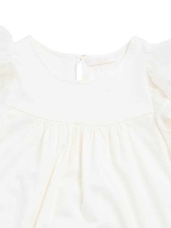 Chloé: Vestito in cotone interlock con ricami - Bianco - kids-girls_1 | Luisa Via Roma
