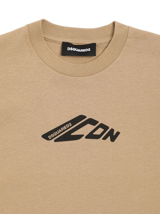 Dsquared2: Printed cotton jersey t-shirt - Beige - kids-boys_1 | Luisa Via Roma