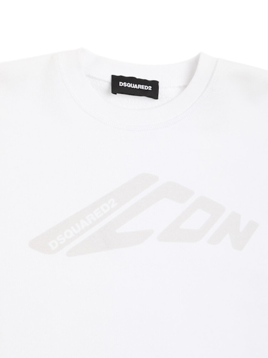 Dsquared2: Printed cotton crewneck sweatshirt - White - kids-boys_1 | Luisa Via Roma