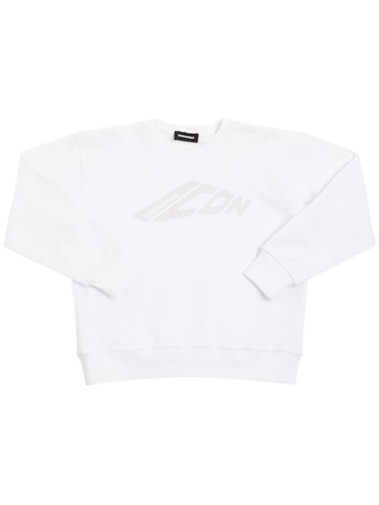 Dsquared2: Printed cotton crewneck sweatshirt - White - kids-boys_0 | Luisa Via Roma