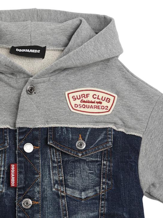 Dsquared2: Giacca in denim e cotone con cappuccio - kids-girls_1 | Luisa Via Roma