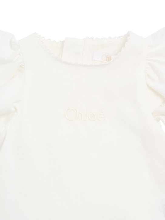 Chloé: Vestito e culotte in cotone - Bianco - kids-girls_1 | Luisa Via Roma