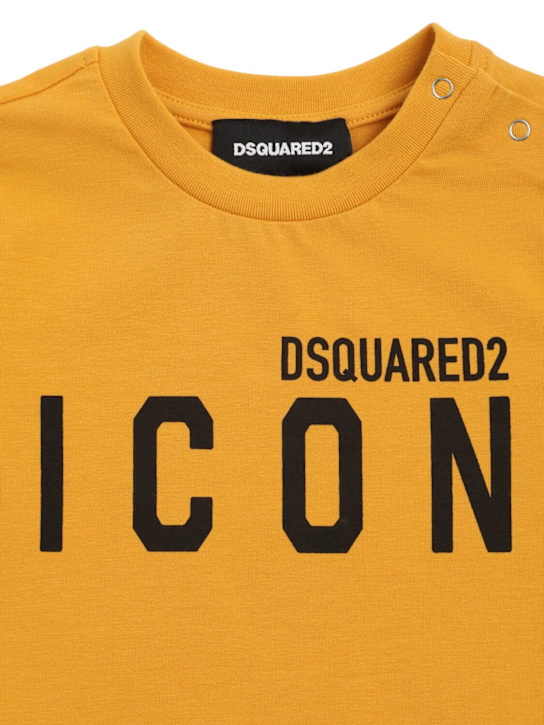 Dsquared2: Cotton blend t-shirt & sweat shorts - Yellow - kids-boys_1 | Luisa Via Roma
