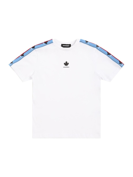 Dsquared2: Camiseta de jersey de algodón estampada - Blanco - kids-boys_0 | Luisa Via Roma