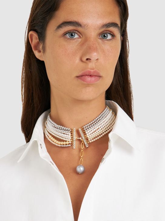 Timeless Pearly: Multi wire pearl collar necklace - women_1 | Luisa Via Roma
