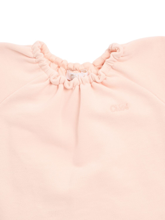 Chloé: Cotton French terry jumpsuit - Pink - kids-girls_1 | Luisa Via Roma