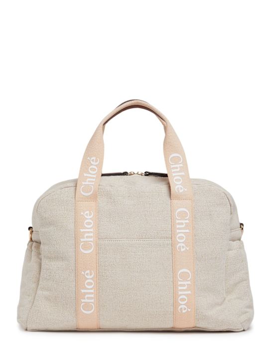 Chloé: Jute blend changing bag - Beige - kids-girls_0 | Luisa Via Roma