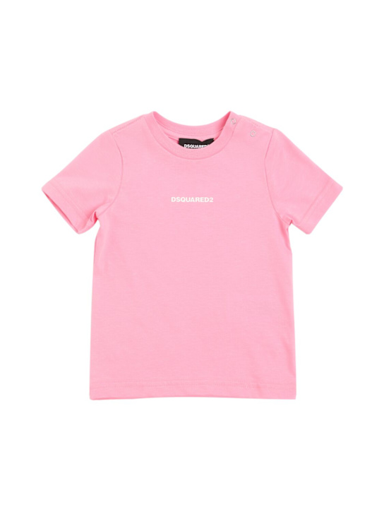Dsquared2: T-shirt in jersey di cotone con logo - kids-girls_0 | Luisa Via Roma