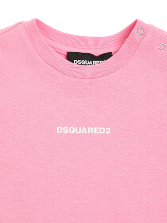Dsquared2: T-shirt in jersey di cotone con logo - kids-girls_1 | Luisa Via Roma