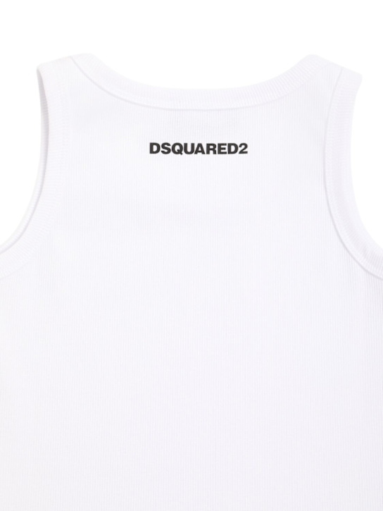 Dsquared2: Tank top in cotone stretch a costine - kids-girls_1 | Luisa Via Roma