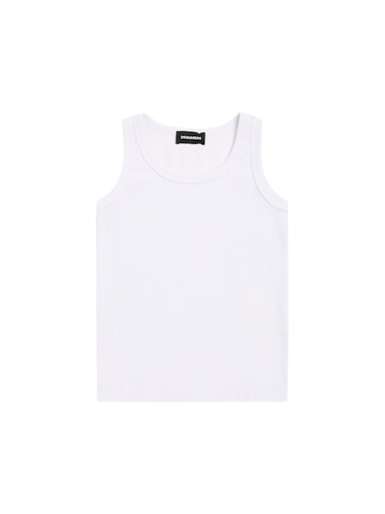 Dsquared2: Tank top in cotone stretch a costine - kids-girls_0 | Luisa Via Roma