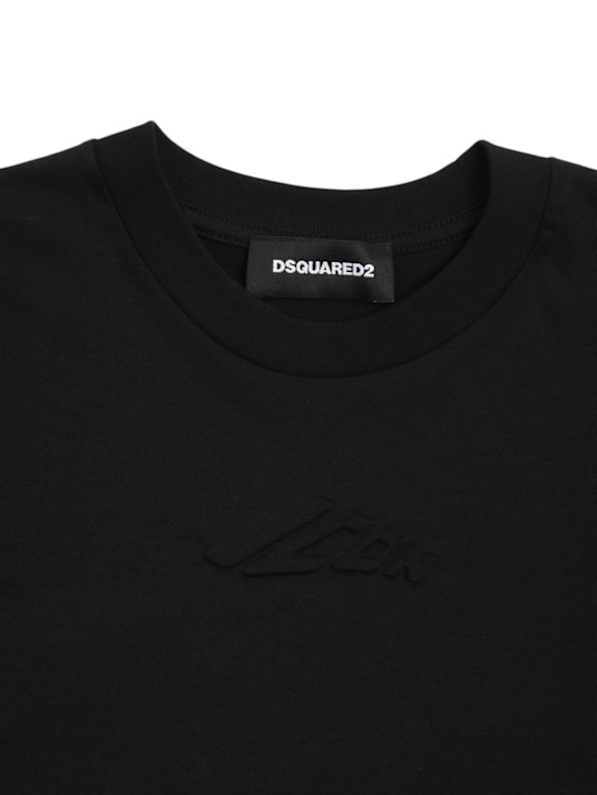 Dsquared2: Icon cotton jersey crop t-shirt - Black - kids-girls_1 | Luisa Via Roma