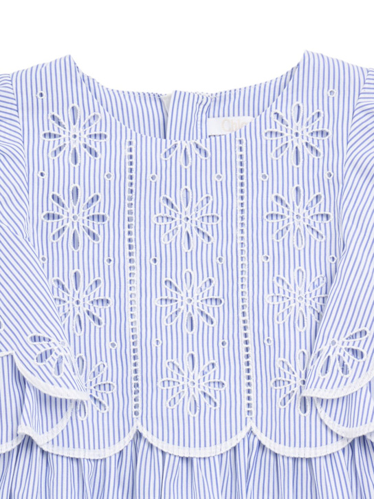 Chloé: Embroidered cotton poplin dress - kids-girls_1 | Luisa Via Roma