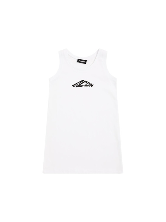 Dsquared2: Copricostume in jersey di cotone stampato - Bianco - kids-girls_0 | Luisa Via Roma