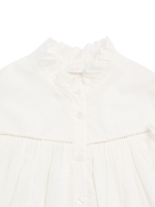 Chloé: Embroidered cotton veil shirt - White - kids-girls_1 | Luisa Via Roma