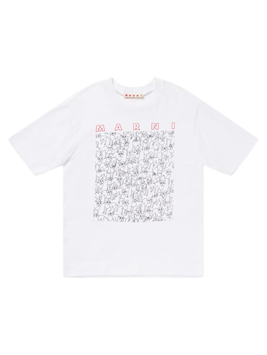 Marni Junior: Printed cotton jersey t-shirt - White - kids-boys_0 | Luisa Via Roma